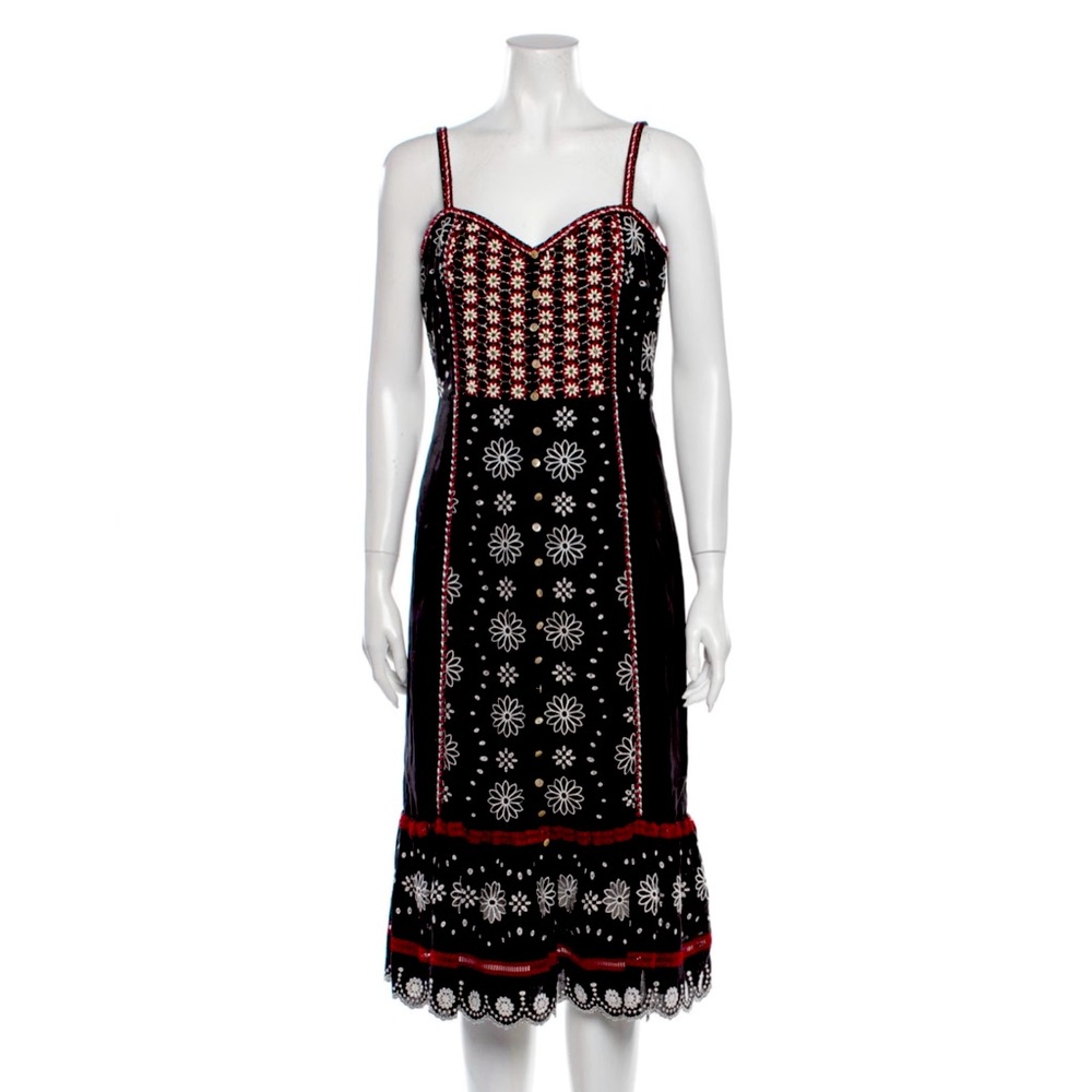 Veronica Beard Sleeveless Beaded Embroidered Linen Dress Sz 6